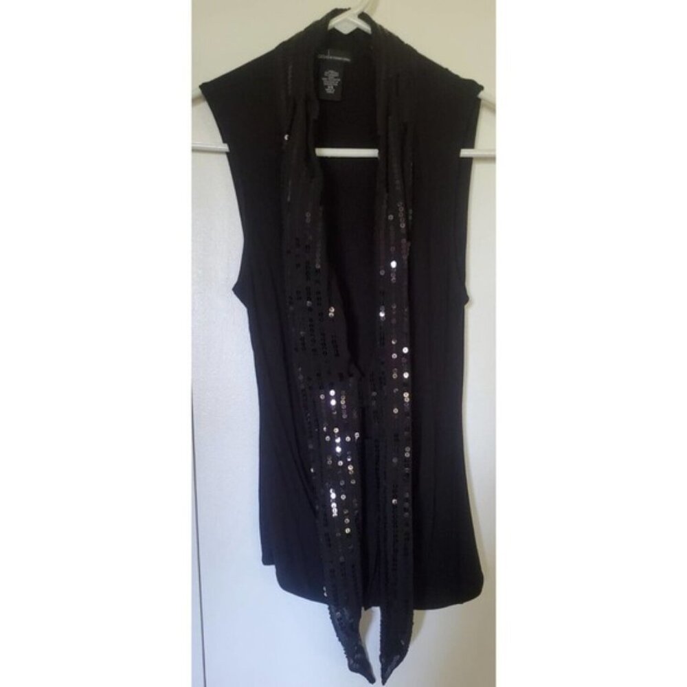 NWOT Victoria's Secret Sequin Collar Deep V-Neck Top with Keyhole - X-Small